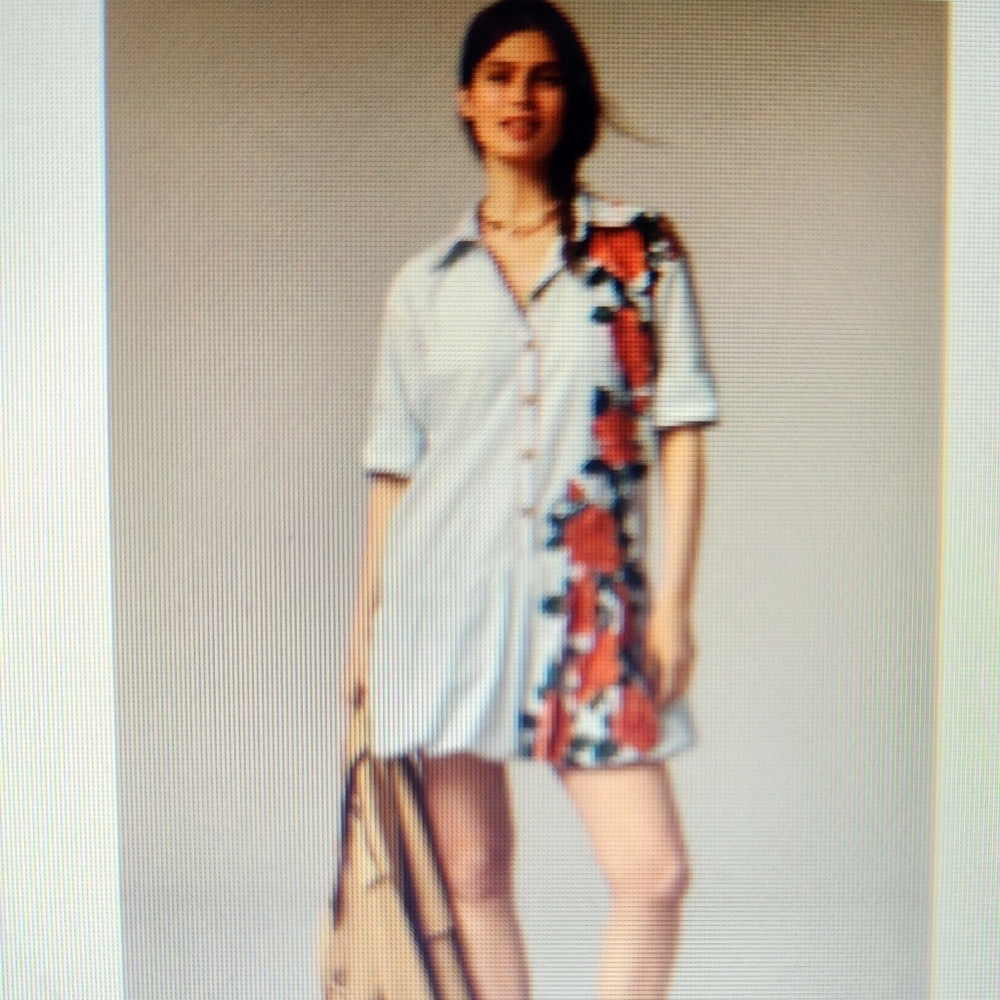 Maeve White Shirt with Red Floral Design
